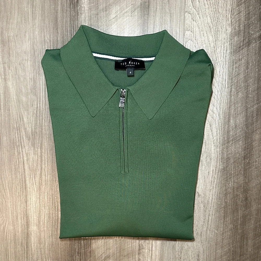 Ted Baker London Viba Regular Half Zip Rayon Long Sleeve Polo - 4 (Large)